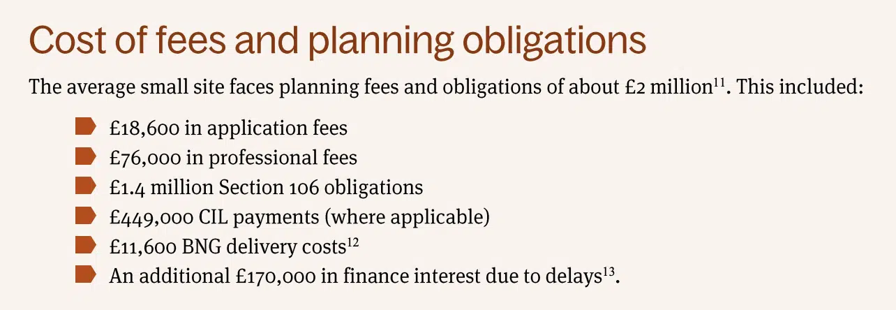 SME builders fees and planning costs